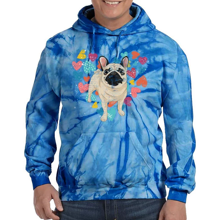 Hearts Animal Frenchie Lover Cute Dog Love French Bulldog Great Gift Tie Dye Hoodie