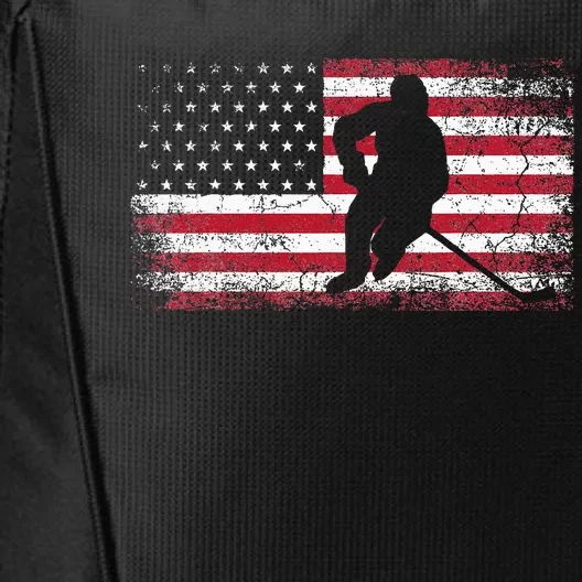 Hockey American Flag 4th Of July Patriotic USA Dad Son City Backpack