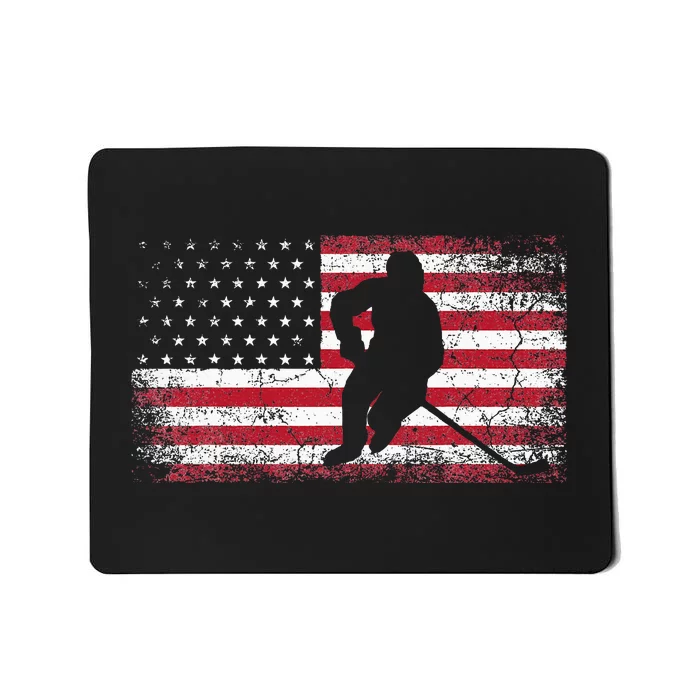 Hockey American Flag 4th Of July Patriotic USA Dad Son Mousepad