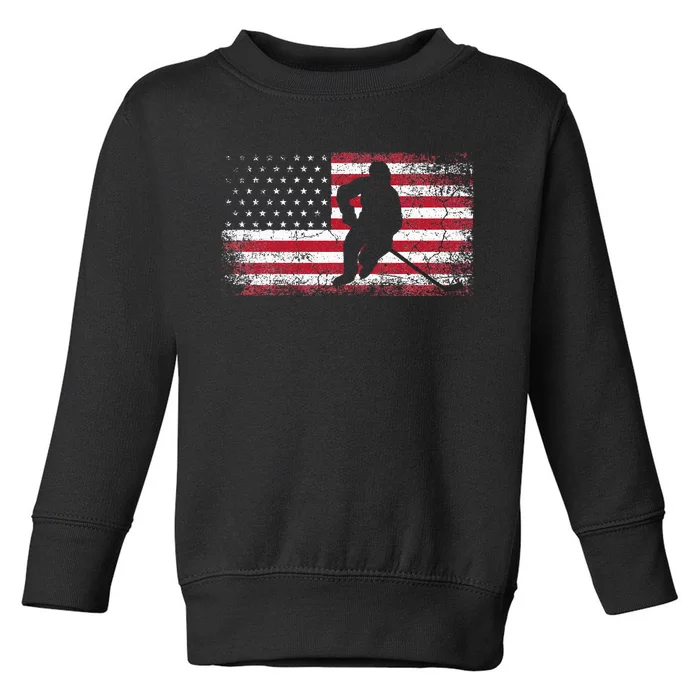 Hockey American Flag 4th Of July Patriotic USA Dad Son Toddler Sweatshirt