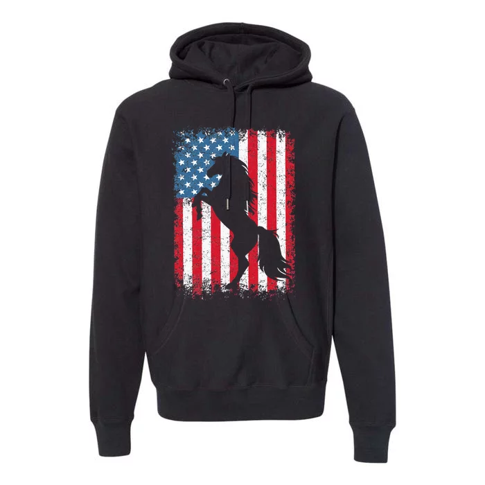 Horse American Flag Usa Premium Hoodie