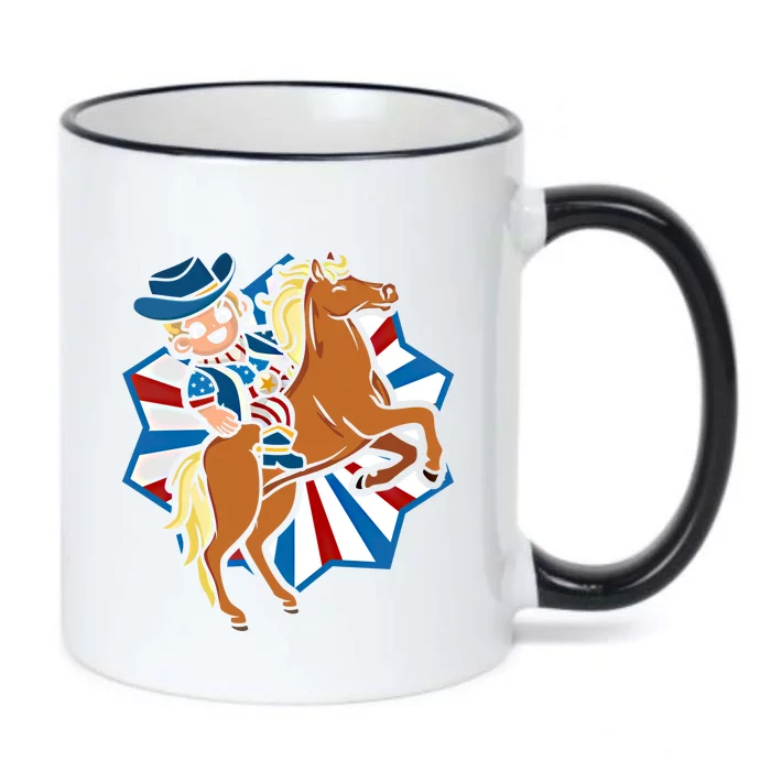 Howdy American Flag Cow Usa Lover Horse Equestrian Gift Black Color Changing Mug