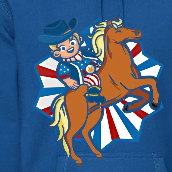 Howdy American Flag Cow Usa Lover Horse Equestrian Gift Premium Hoodie