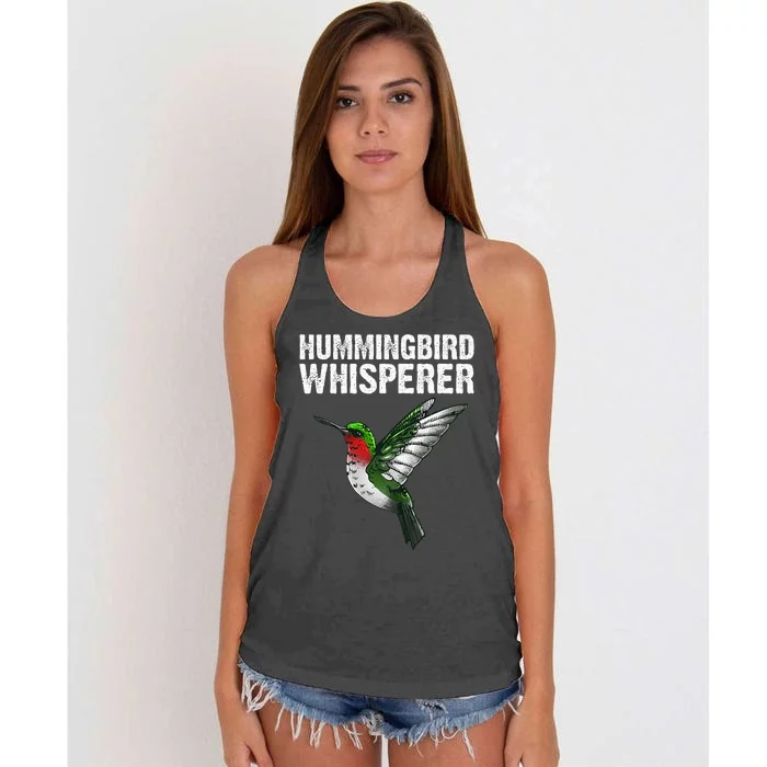 Hummingbird Art For Women Bird Watcher Women's Knotted Racerback Tank