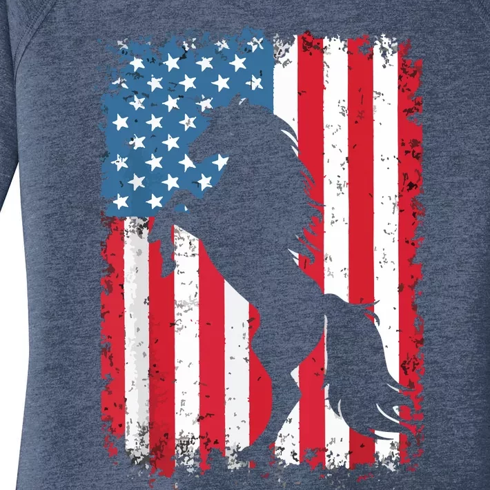 Horse American Flag USA 4th Of July Men Women Boy Girl Women's Perfect Tri Tunic Long Sleeve Shirt