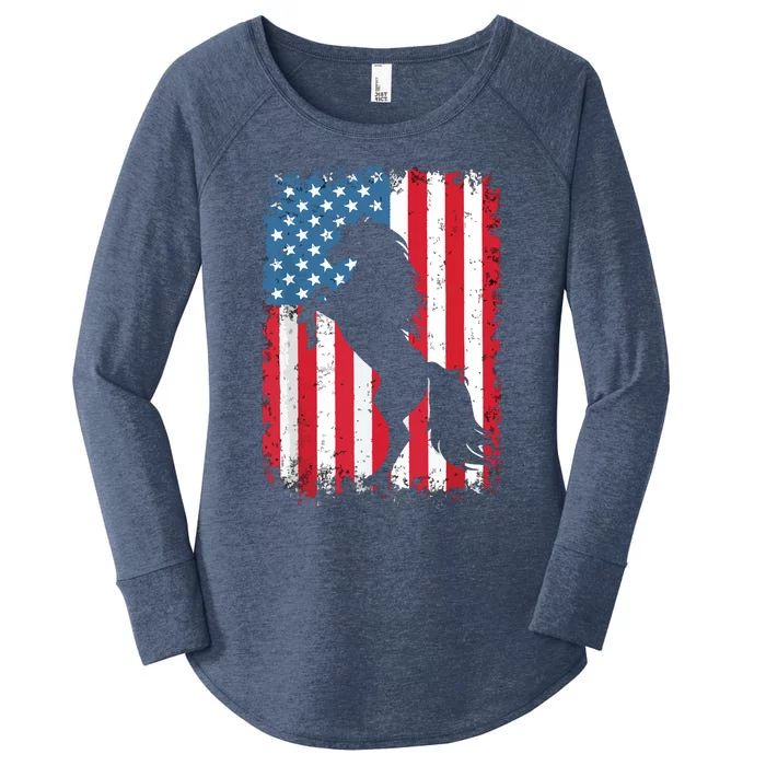 Horse American Flag USA 4th Of July Men Women Boy Girl Women's Perfect Tri Tunic Long Sleeve Shirt