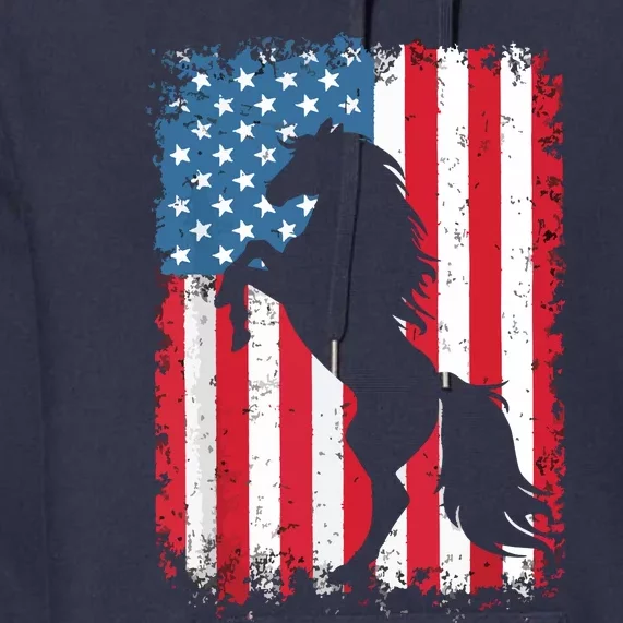 Horse American Flag USA 4th Of July Men Women Boy Girl Premium Hoodie