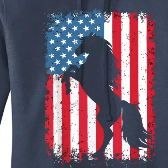 Horse American Flag USA 4th Of July Men Women Boy Girl Women's Pullover Hoodie