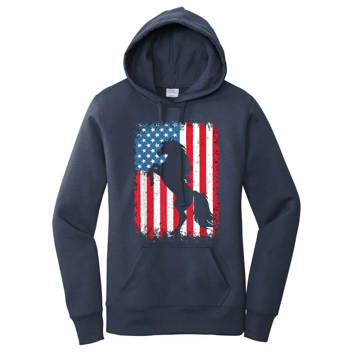 Horse American Flag USA 4th Of July Men Women Boy Girl Women's Pullover Hoodie