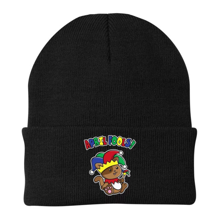 Happy April Fool's Day Funny Cute Cat Jester Prankster Knit Cap Winter Beanie