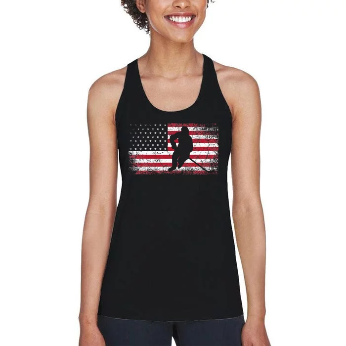 Hockey American Flag Women's Racerback Tank