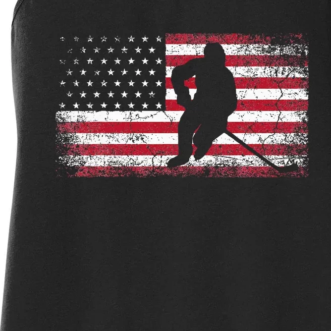 Hockey American Flag Women's Racerback Tank