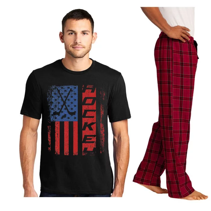 Hockey American Flag Patriotic 4th Of July Hockey Pajama Set