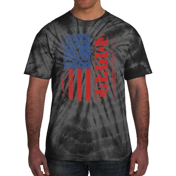 Hockey American Flag Patriotic 4th Of July Hockey Tie-Dye T-Shirt