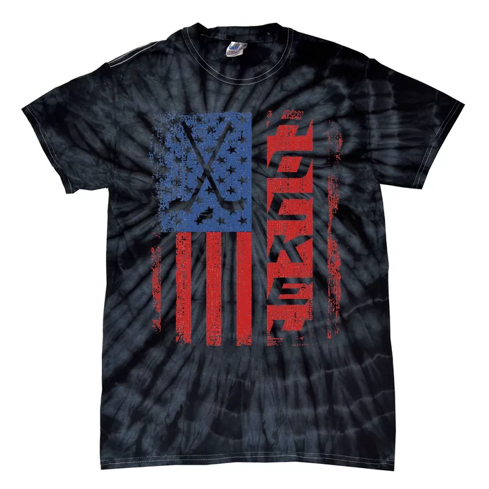 Hockey American Flag Patriotic 4th Of July Hockey Tie-Dye T-Shirt