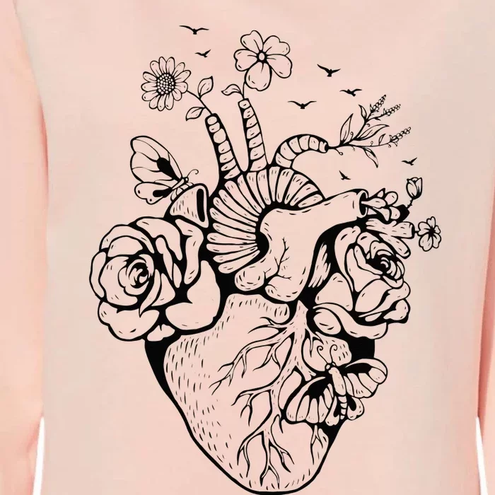 Heart Anatomy Flowers Funny Anatomical Heart And Human Womens California Wash Sweatshirt