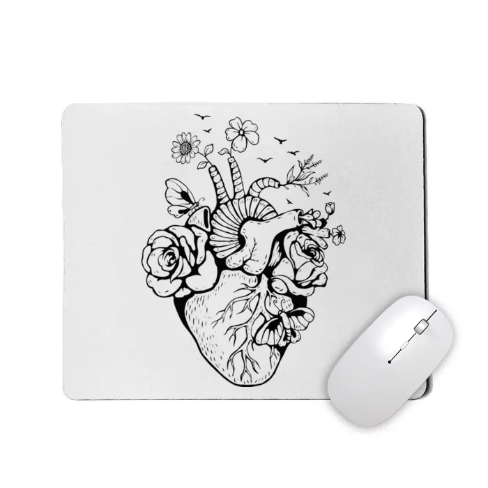 Heart Anatomy Flowers Funny Anatomical Heart And Human Mousepad