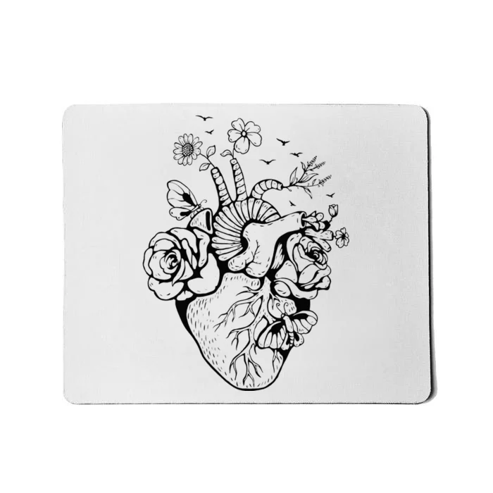 Heart Anatomy Flowers Funny Anatomical Heart And Human Mousepad