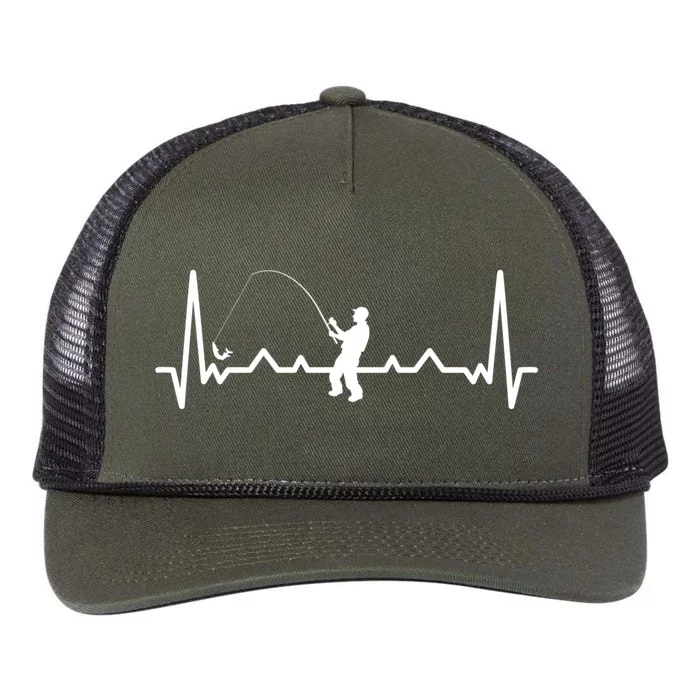 Heartbeat Angler Fishing Retro Rope Trucker Hat Cap