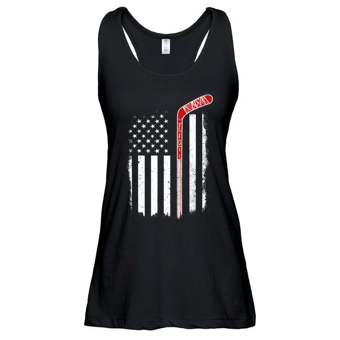 Hockey American Flag Hockey Flag Ladies Essential Flowy Tank