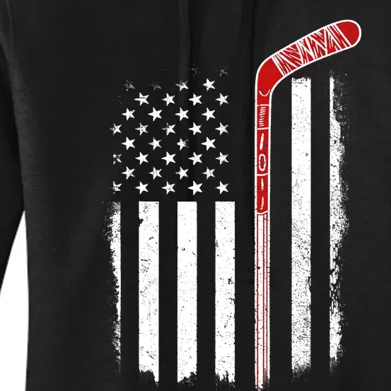 Hockey American Flag Hockey Flag Women's Pullover Hoodie