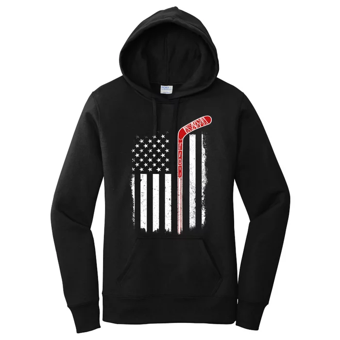 Hockey American Flag Hockey Flag Women's Pullover Hoodie