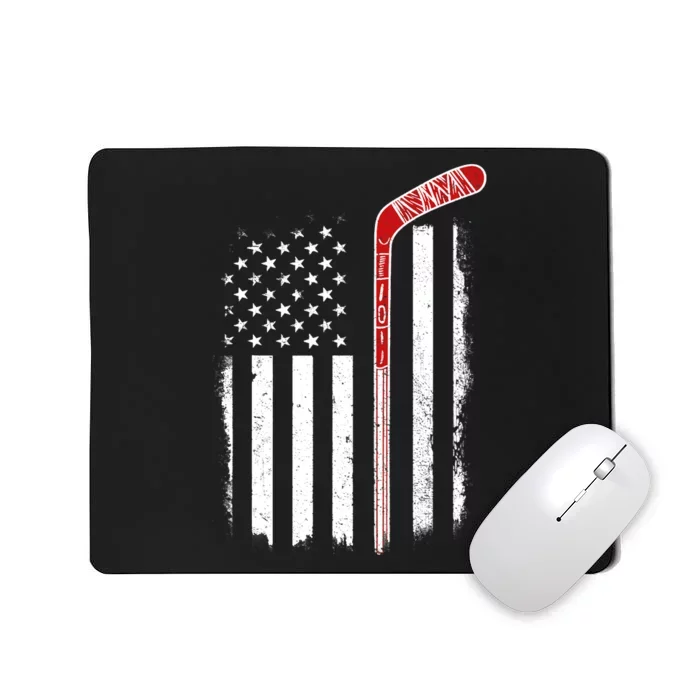 Hockey American Flag Hockey Flag Mousepad