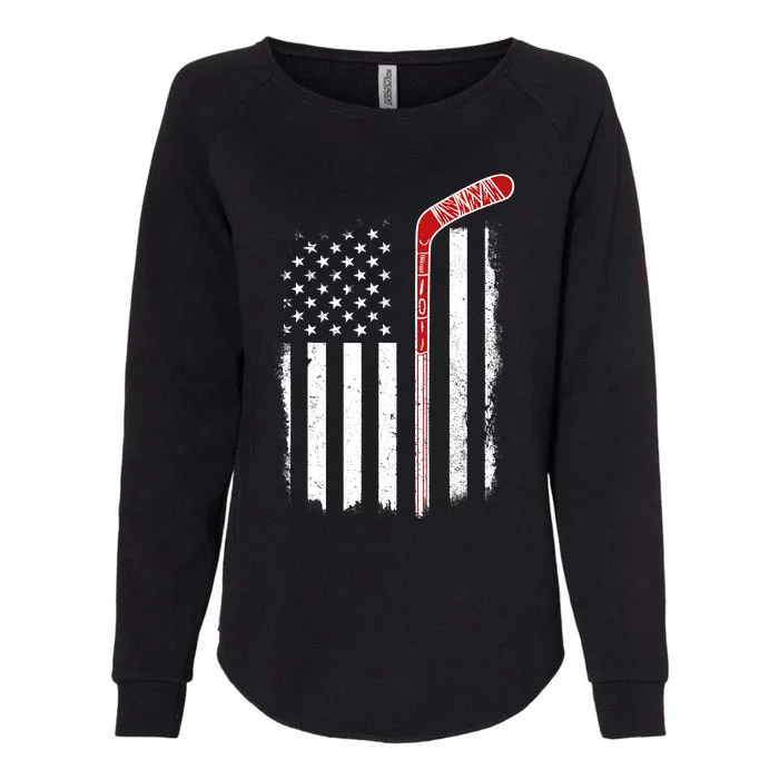 Hockey American Flag Hockey Flag Womens California Wash Sweatshirt