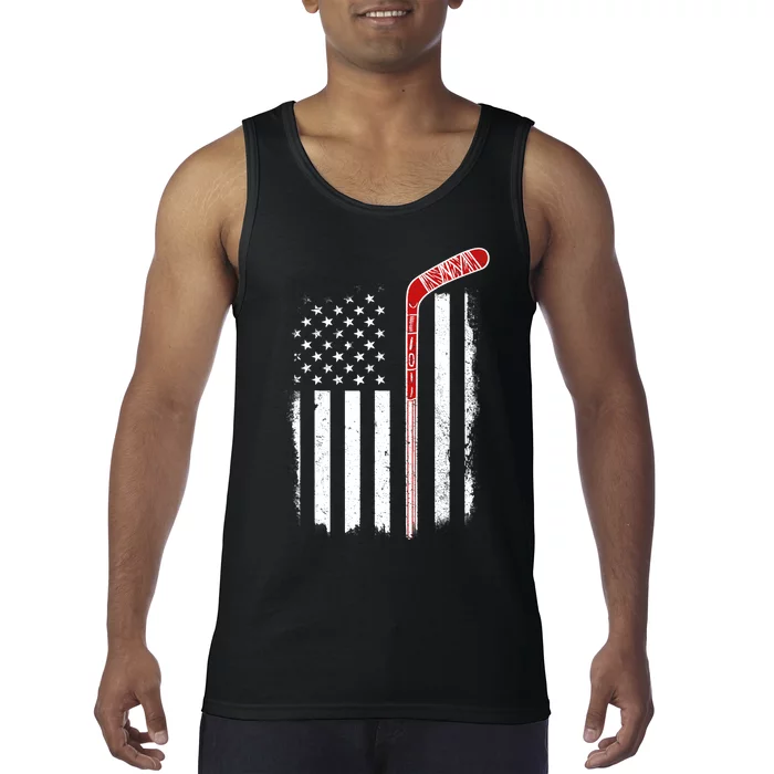 Hockey American Flag Hockey Flag Tank Top