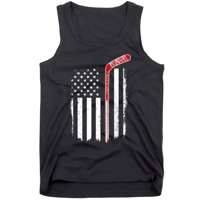 Hockey American Flag Hockey Flag Tank Top