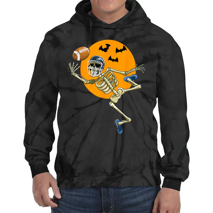 Halloween American Football Skeleton Football Fan Gift Tie Dye Hoodie