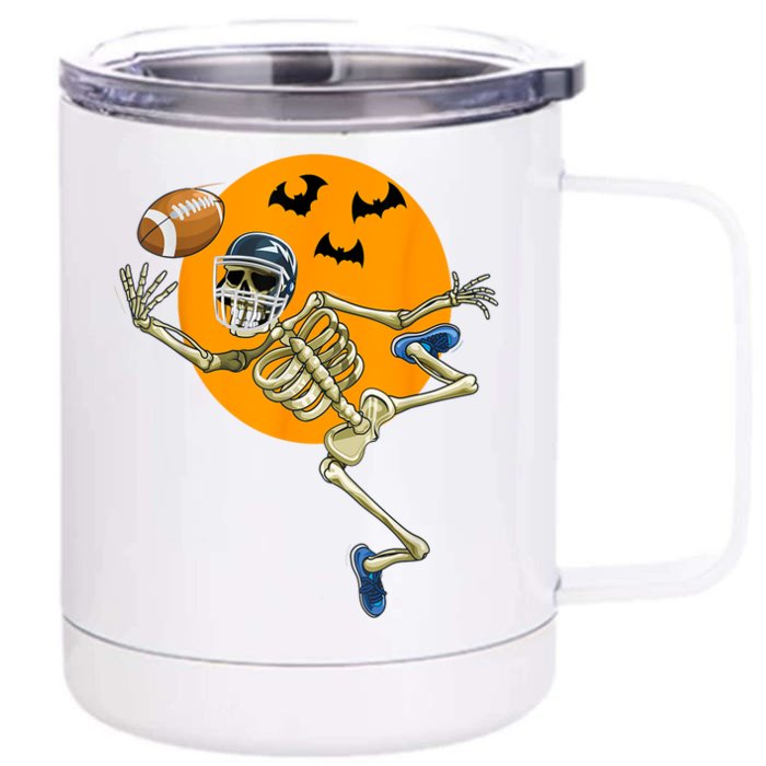 Halloween American Football Skeleton Football Fan Gift Front & Back 12oz Stainless Steel Tumbler Cup