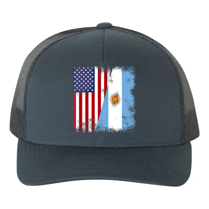 Half Argentinian Flag Vintage Argentina Usa Gift Yupoong Adult 5-Panel Trucker Hat