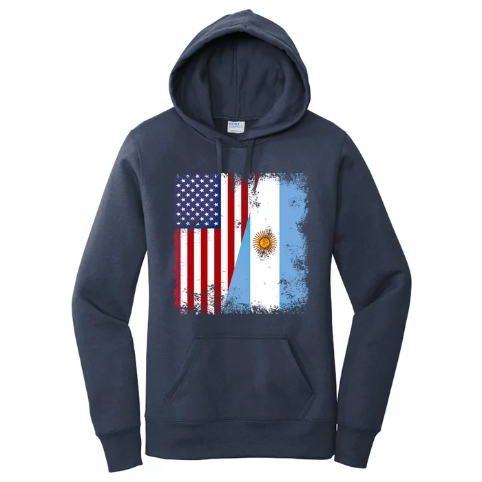 Half Argentinian Flag Vintage Argentina Usa Gift Women's Pullover Hoodie