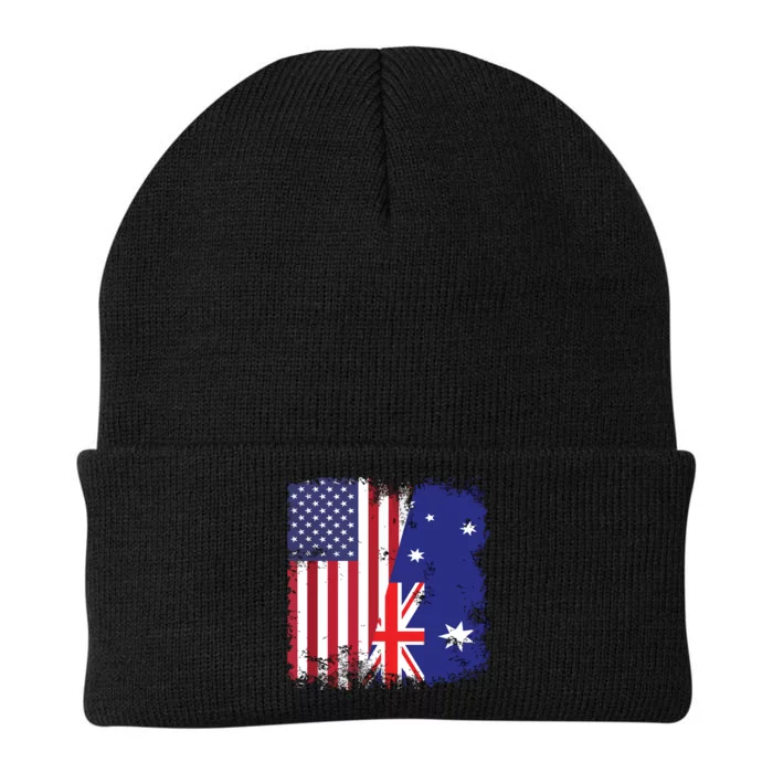 Half Australian Flag Vintage Australia USA Gift Knit Cap Winter Beanie