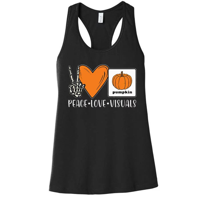 Halloween AAC Fall Device for Speech Therapy Group Women's Racerback Tank