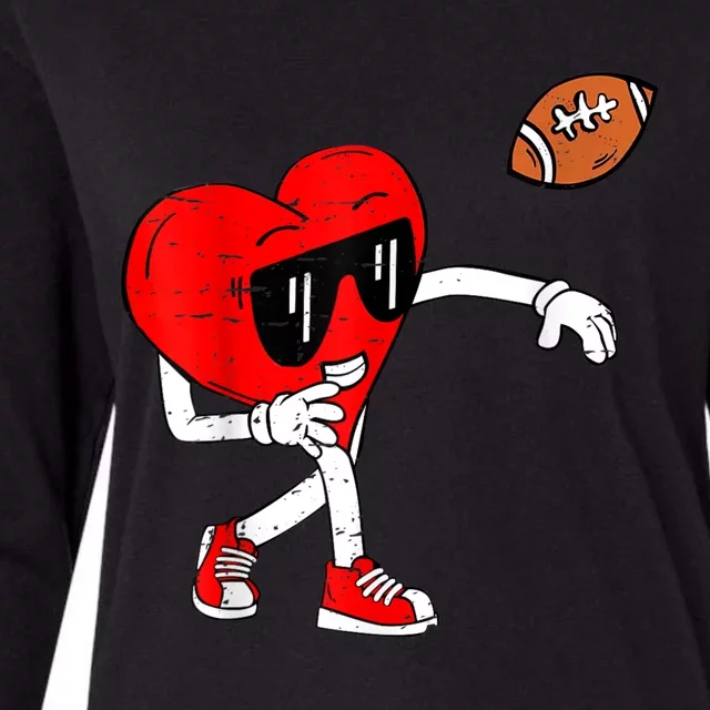 Heart American Football Valentines Day Womens Cotton Relaxed Long Sleeve T-Shirt