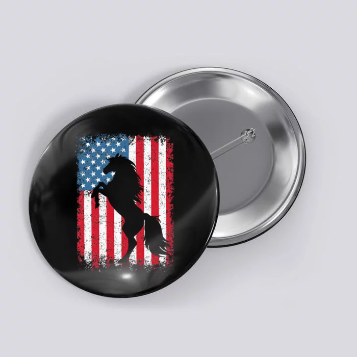 Horse American Flag USA 4th Of July Men Women Button