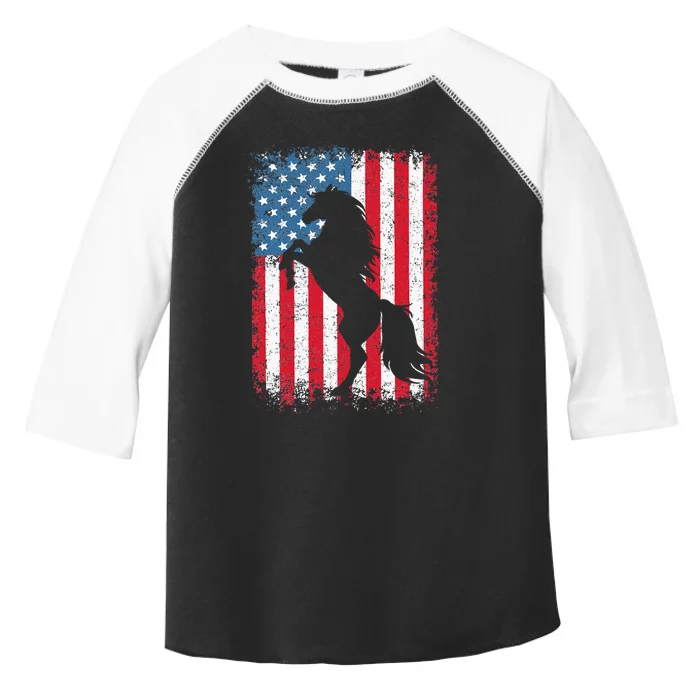 Horse American Flag USA 4th Of July Men Women Toddler Fine Jersey T-Shirt