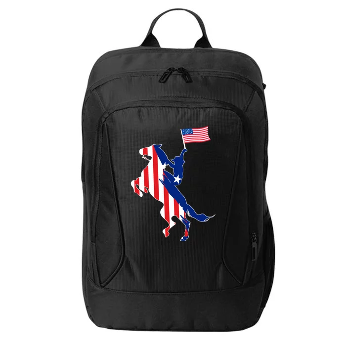 Horse American Flag Usa 4th Of July Funny Horse Lovers Gift City Backpack