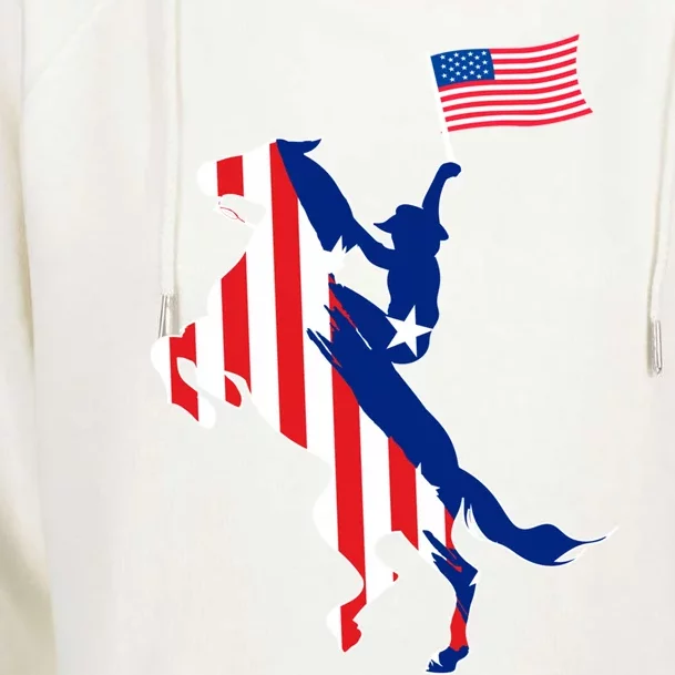 Horse American Flag Usa 4th Of July Funny Horse Lovers Gift Womens Funnel Neck Pullover Hood