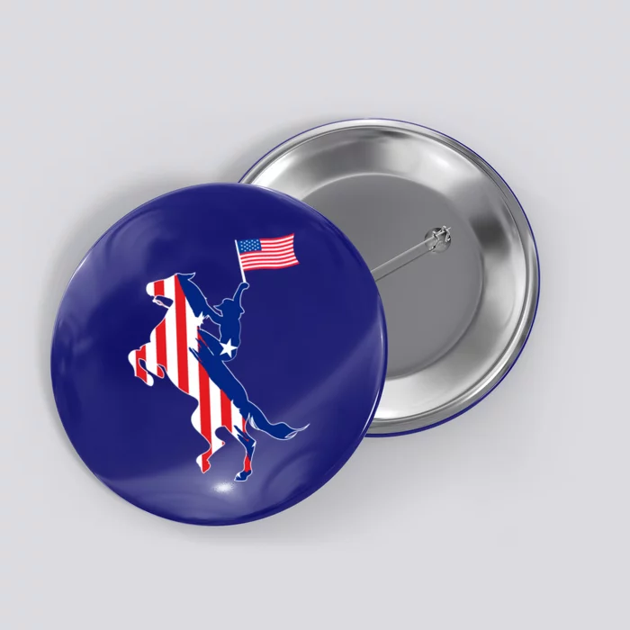 Horse American Flag Usa 4th Of July Funny Horse Lovers Gift Button