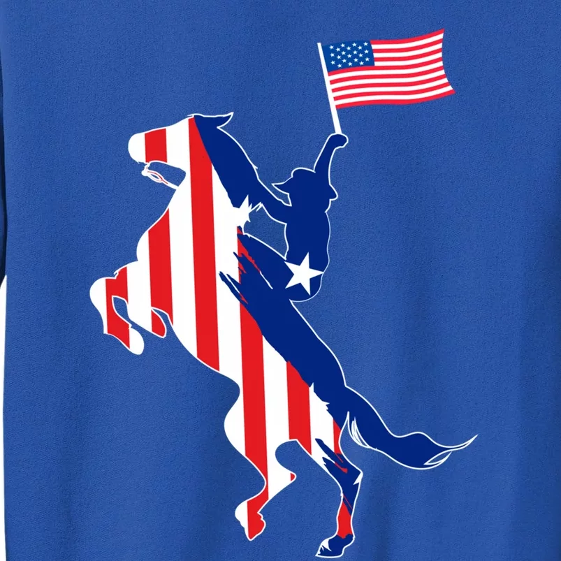 Horse American Flag Usa 4th Of July Funny Horse Lovers Gift Tall Sweatshirt