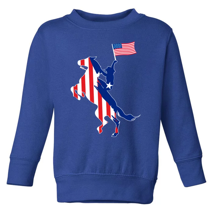 Horse American Flag Usa 4th Of July Funny Horse Lovers Gift Toddler Sweatshirt