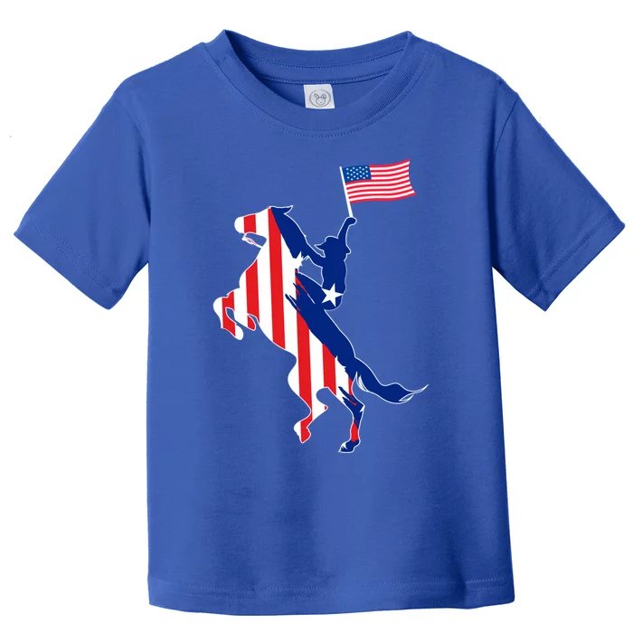 Horse American Flag Usa 4th Of July Funny Horse Lovers Gift Toddler T-Shirt