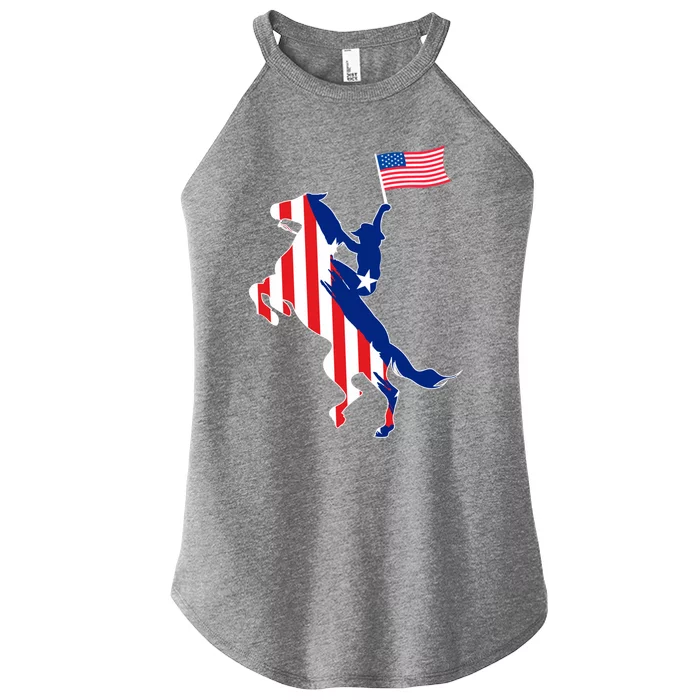 Horse American Flag Usa 4th Of July Funny Horse Lovers Gift Women’s Perfect Tri Rocker Tank