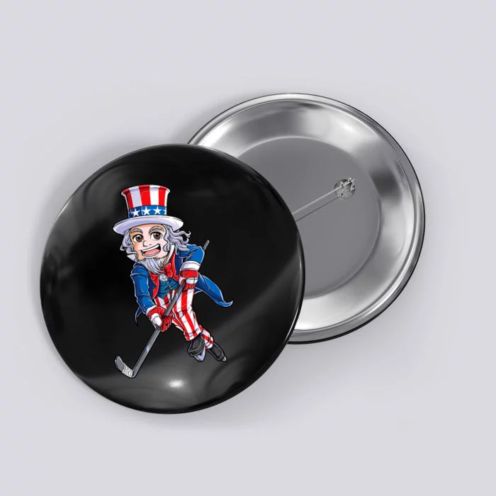 Hockey American Flag 4th Of July Uncle Sam Button