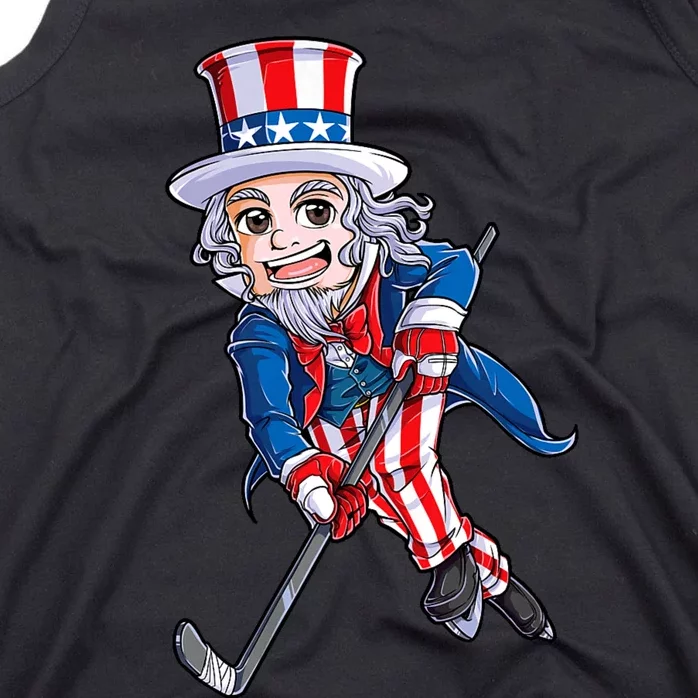 Hockey American Flag 4th Of July Uncle Sam Tank Top