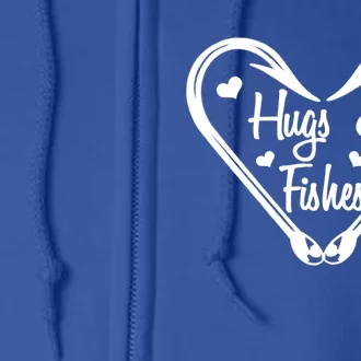 Hugs And Fishes I Love You Dad Grandpa Fishing Hook Heart Gift Full Zip Hoodie