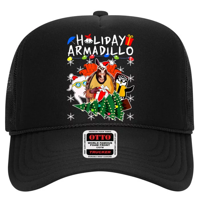 Holiday Armadillo Funny Matching Team Matching Group High Crown Mesh Trucker Hat